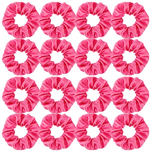 16 Pacs Satin Scrunchies Bridesmaid Proposal Gifts Hair Ties Scrunchies for Women Girls Bachelorette Party Favors(Hot pink) - color: hot pink