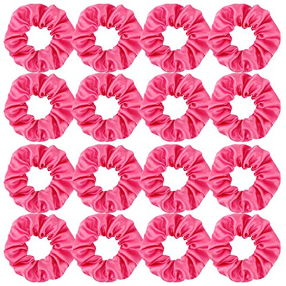 16 Pacs Satin Scrunchies Bridesmaid Proposal Gifts Hair Ties Scrunchies for Women Girls Bachelorette Party Favors(Hot pink) - color: hot pink