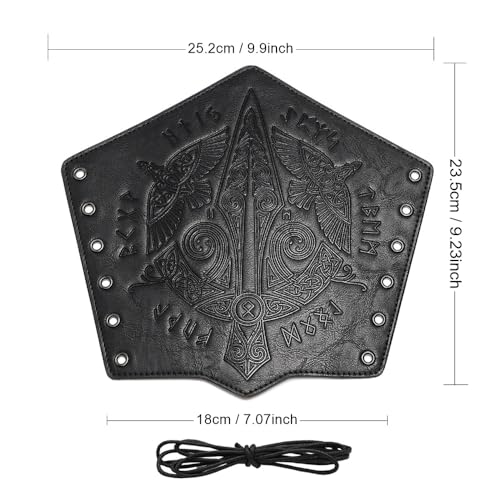 Medieval Leather Bracers Dragon Embossed Viking Leather Bracers Leather Arm Armer Cuff Leather Gauntlet Costumes Accessories - style: Medieval Sward Pattern Leather Bracers-black