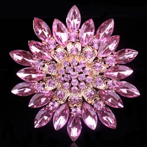 Rhinestone Flower Brooch Pin for Women Fashion Sparkling Crystal Sunflower Floral Brooch Floral Lapel Pins Fashion Wedding Jewelry Gifts - color: Purple