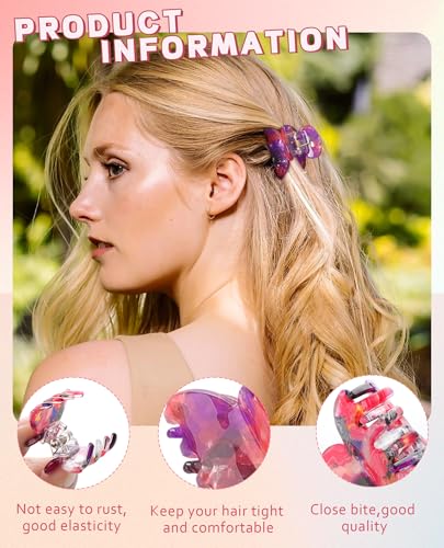 Molans 12 Pcs Small Hair Clips Mini Claw Jaw Clips Women Girls Thin Hair | Tiny Short Acrylic Cute Clips Non Slip Little Hair Accessories Clamps for Half Updo Styling Fine Hair Bangs Kids Toddlers - color: Flower#1