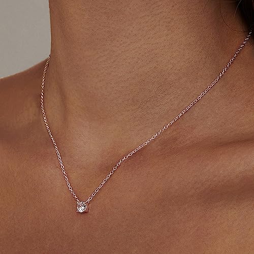 Zeffy Diamond Necklaces for Women, Dainty Gold Necklace 18k Gold Plated Layered Necklaces Simple Gold CZ Diamond Pendant Necklaces for Women Trendy Jewelry Gifts for Girls - color: Silver CZ Necklace
