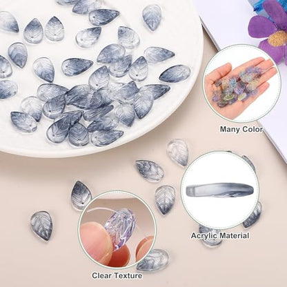 PATIKIL Leaf Beads, 50Pcs Crystal Translucent Czech Glass Beads for DIY Jewelry Making Bracelets Necklace, Gradient Dark Blue - color: Gradient Dark Blue