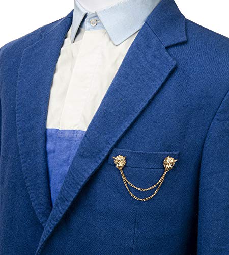 Knighthood Brooch Pin Leopard Face With Chain Shape Tassel Suit Collar Lapel Pin Accessories for Men Women