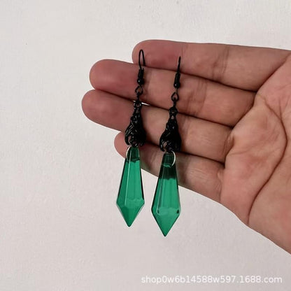 ONLYJUMP Gothic Vampire Bat Earrings Necklace Set for Women Vintage Goth Dark Bat Earrings Blood Pendant Necklaces Mystic Witch Halloween Costume Jewelry Gifts - style: Green\