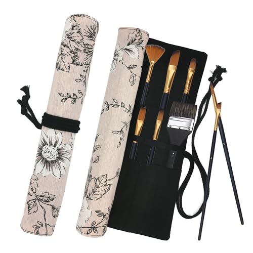 Funny live Paint Brush Holder Art Supplies, Artist Brush Holder & Art Supply Storage Organizer Roll-Up Case Bag, Protect Acrylic Oil Watercolor Paintbrushes (Peony-20 Slot Pockets) - style: Peony-20 Slot Pockets