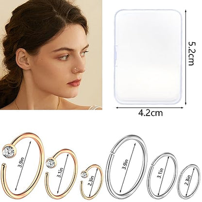 20G Double Nose Ring Hoop for Single Piercing - 2-36 Pcs Jewelry for Women - color: Multi-36pcs
