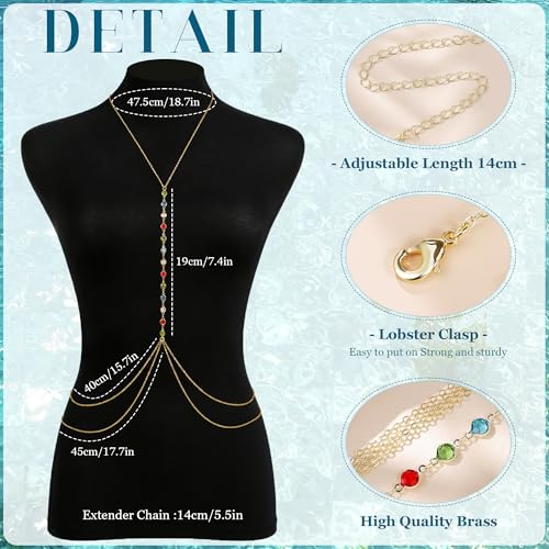 Body Chains for Women Sexy Layered Belly Waist Chains | 14K Gold Plated,Crossover Bikini Bra Chain, Adjustable Beads Chest Chain ,Summer Beach Rhinestone Nightclub, Body Jewelry - style: style A