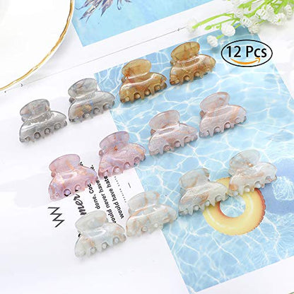 Molans 12 Pcs Small Hair Clips Mini Claw Jaw Clips Women Girls Thin Hair | Tiny Short Acrylic Cute Clips Non Slip Little Hair Accessories Clamps for Half Updo Styling Fine Hair Bangs Kids Toddlers - color: sequins