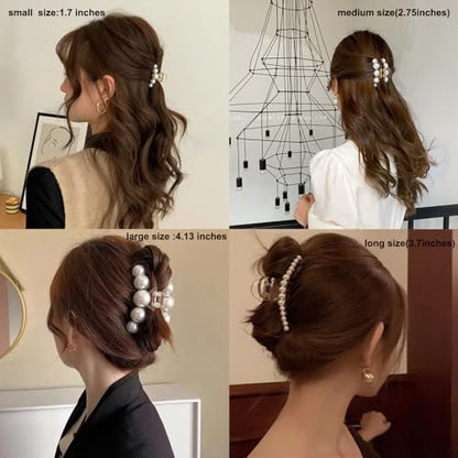 Pearl Hair Clips,Elegant Hair Clip Strong Hold Jaw Clips,Big Pearl Hair Claw Clips Barrettes Nonslip Birthday Mother's Day Wedding Gift for Women Girls Daughter Girlfriend (6 Pack) - size: 1 Count (Pack of 6)