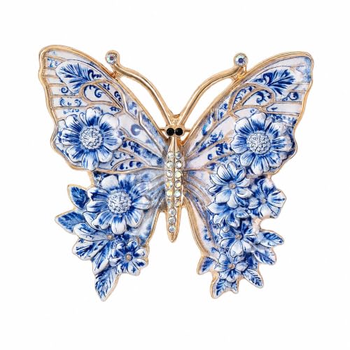 Butterfly American Flag Brooch Pin for Women Sparkly Crystal Red Blue Butterflys Brooches Pins Colorful Enamel Butterfly Statement Pin Patriotic Jewelry Accessorie Gifts - color: Blue