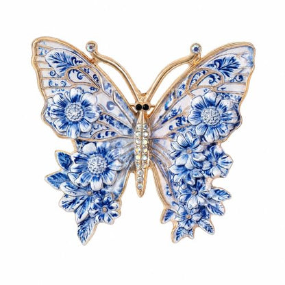 Butterfly American Flag Brooch Pin for Women Sparkly Crystal Red Blue Butterflys Brooches Pins Colorful Enamel Butterfly Statement Pin Patriotic Jewelry Accessorie Gifts - color: Blue