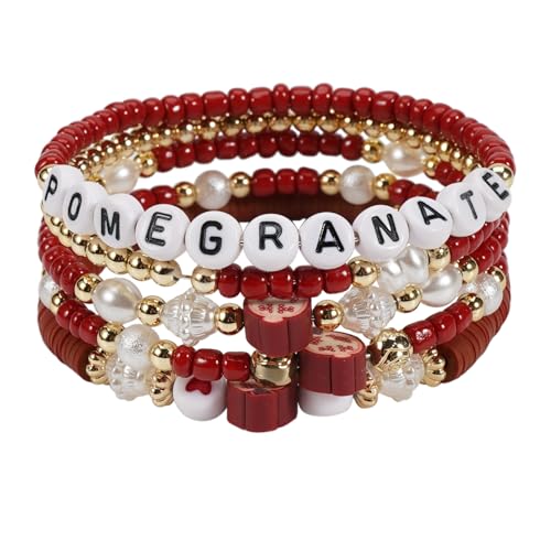 Twinfree Bohemian Cute Fruit Banana Cherry Strawberry Pineapple Mango Polymer Clay Beaded Stackable Stretch Bracelets - color: color 24