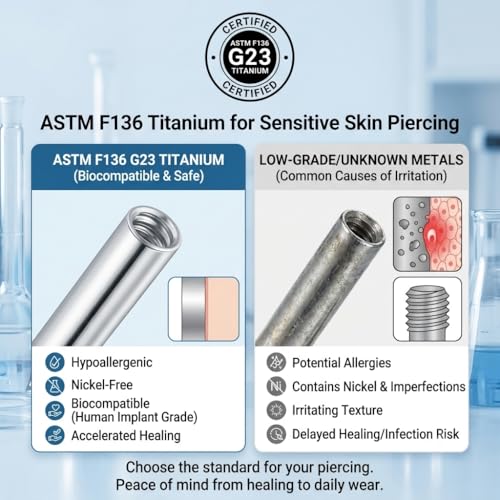 DJCIW G23 Titanium 18G Internally Threaded Flat Back Labret Post Only, 6-12mm Replacement Piercing Shaft for Helix Tragus Nose Lip - color: gold-14G=1.6*6/8/10/12mm