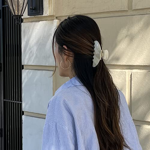 Luxury Creme Claw Clip for Women | Our Large 4 Inch Hair Clip Creates Beautiful Half Ups, Secure Updos & Chic Daily Styles | Premium Acetate Claw with Secure Hold & Snag Free Teeth for Easy Styling - color: Cream