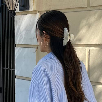 Luxury Creme Claw Clip for Women | Our Large 4 Inch Hair Clip Creates Beautiful Half Ups, Secure Updos & Chic Daily Styles | Premium Acetate Claw with Secure Hold & Snag Free Teeth for Easy Styling - color: Cream