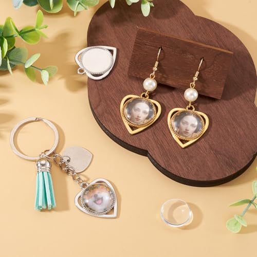 Craftdady Stainless Steel Pendant Cabochon Settings Heart Square Teardrop Flat Round Oval Rectangle Blank Bezel Trays Base Pendant with Glass Cabochons for DIY Earrings Necklace Jewelry - color: Stainless Steel Color Heart