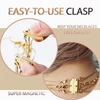 Dailyacc Layering Magnetic Necklace Clasp,18 K Gold and Silver Separator for Stackable Necklaces - color: 2PCS - 2 Gold 2 Silver