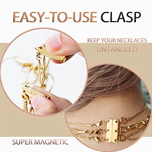 Dailyacc Layering Magnetic Necklace Clasp,18 K Gold and Silver Separator for Stackable Necklaces - color: 2PCS - 3Silver 3Gold