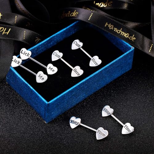 Hicarer 3 Pairs Women Breast Rings 14g Stainless Steel Breast Rings Tongue Barbell Heart Shape Body Piercing Jewelry - style: Stylish Style