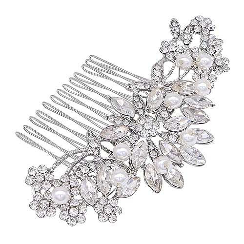 Silver Wedding Hair Comb With Pearls and Crystals Wedding Hair Accessories Bridal Headpiece Or For Parties - color: Silver