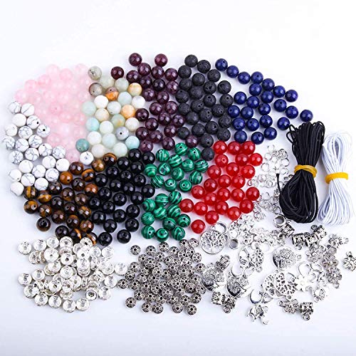 Fishdown 8mm Natural Crystal Stone Beads DIY Jewelry Making Kit | for Bracelet & Necklace Crafting, Healing Gemstone Beads, Ideal Diy Jewelry Craft Supplies 418 Pcs