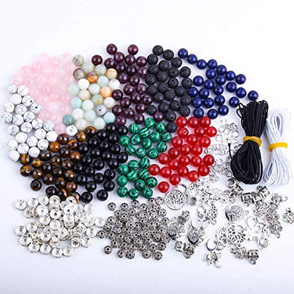 Fishdown 8mm Natural Crystal Stone Beads DIY Jewelry Making Kit | for Bracelet & Necklace Crafting, Healing Gemstone Beads, Ideal Diy Jewelry Craft Supplies 418 Pcs