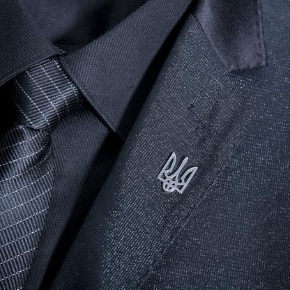Fashionable Ukrainian national emblem cufflinks, men's stainless steel Ukrainian symbol cufflinks, French shirt cuff link brooch - color: Brooch-silver