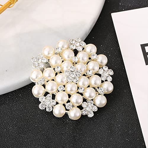 Fashion Elegant Pearl Crystal Snowflake Brooch Pin for Women Girls Wedding Soiree Party Jewelry - color: Silver