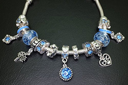 Falari Birthstone Bracelet Multi-Color Charm Beads Silvertone Birthday Gifts for Women - color: 12-December