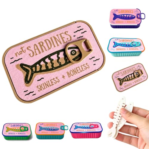 Sardines Travel Jewelry Case, Sardine Tin Jewelry Box, 3d Printed Sardine Tin Like Jewelry Case, with Fish-Shaped Holders for Rings, Earrings and Charms, Portable Earring Organizer (Multicolor H) - color: Multicolor H