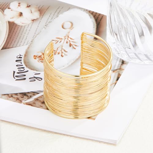 RIOSO 4 Pcs Cuff Bracelets for Women Statement Thick Chunky Cuffs Bangle Bracelet