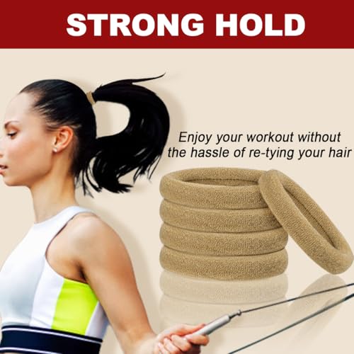 IKOCO 150PCS Seamless Hair Ties for Women, No Damage, Light Brown | Cotton Ponytail Holders, Value Pack, Elastic, No Breakage, No Crease, Durable Hold, for Thick & Curly Hair - color: Light Brown