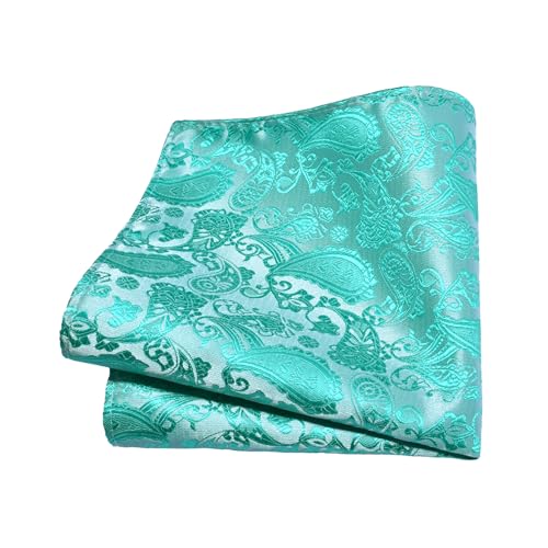 GUSLESON 3.15"（8cm） Mens Paisley Tie and Lapel Pin Necktie Hankerchief Cufflinks Set for Men - color: Aqua