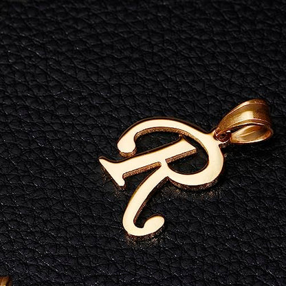 Initial Charms Gold Initial Pendant 14k Gold Letter Charm Name Pendant for Women and Men - style: R
