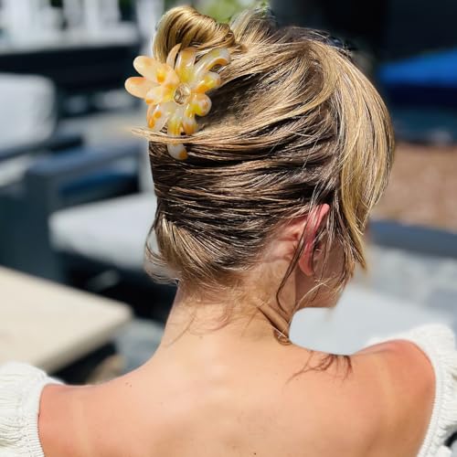 Hair Claw Clips for Thick/Thin Hair Claws 6PCS,3.34" Nonslip Big Cute Hair Clips Square Claw Clips,2.36" Medium Flower Hair Clips for Women/Girls,Hair Styling Accessories Gifts (polychromatic) - color: polychromatic