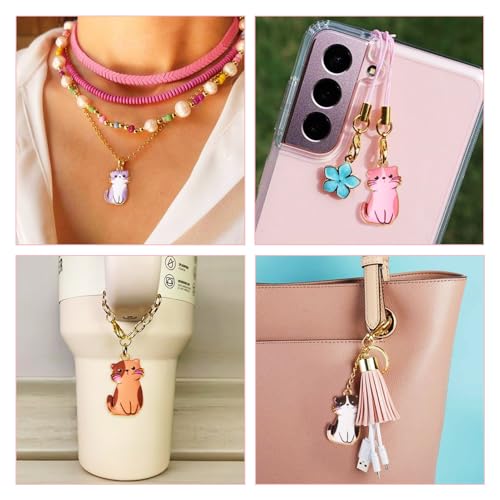 Enamel Cat Charms Alloy Enamel Pendants Cute Animal Pendants Lovely Cute Kitty Charm for Bracelet DIY Necklace Earrings Keychain Dangle Craft Jewelry Making - style: Cute Cat