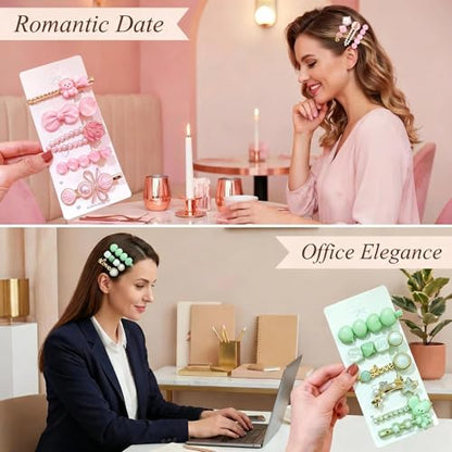 20 Pcs Assorted Hair Clips Set with Jewelry Jar, Fashion Hair Accessories for Everyday Wear & Special Events, Ideal Birthday Gift for Women