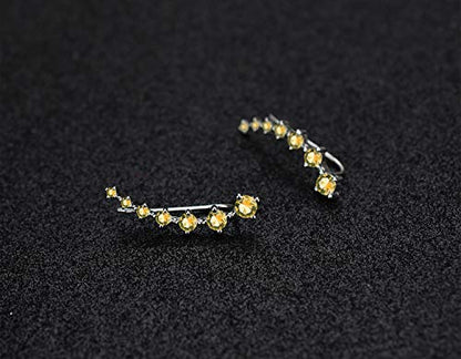 CZ Stud Earrings 925 Sterling Silver 18K Gold Plated Round Cubic Zirconia Hypoallergenic Set - color: Yellow