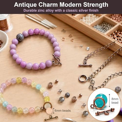 Heather's cf Toggle Jewelry Clasps – Durable Quality, Antique Plain Copper Finish Toggle Clasps & Closures for Necklace, Bracelet & Charms – Ideal for DIY, & Jewelry Making – Small (Set of 130) - color: Copper small