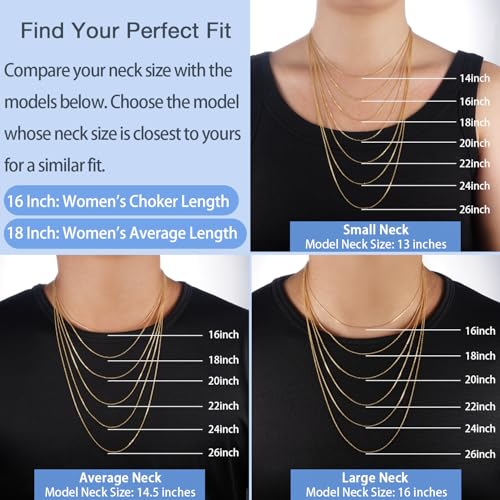 Jewlpire 18k Gold Plated 925 Sterling Silver Chain Necklace for Women, 1mm Cable Chain Necklace Sturdy & Shiny Women's Chain Necklaces 14 16 17 18 20 22 24 Inch - color: 18K Gold Plated, size: 14 Inch