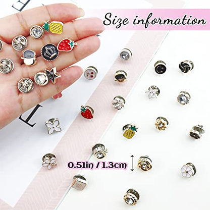 Women Shirt Brooch Buttons, LEEFONE 30 PCS Mini Cover up Button Pins, Cute Enamel Lapel Pin Set, Cardigan Collar Safety Brooch Buttons for Women Clothing Dress Supplies DIY Crafts (Style 1)