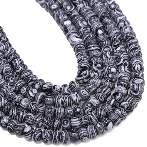 Songxi 5x8mm Natural Black and White Peacock Stone Rondelle Beads, 75PCS Spacer Round Loose Abacus Beads for Jewelry Making, Gemstone for Bracelet Necklace Earrings, Arts and Crafts - color: Black And White Peacock Stone