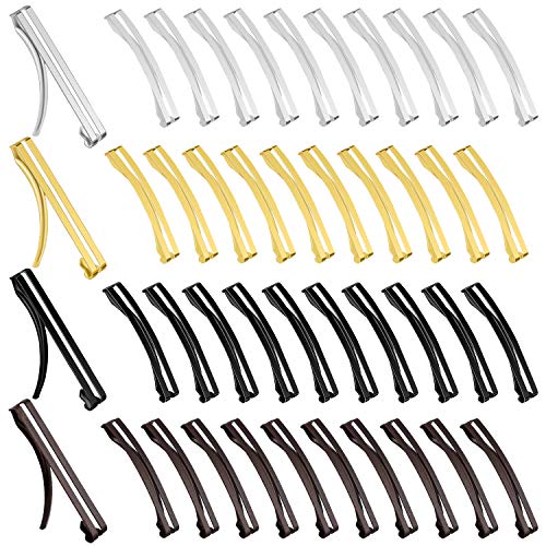 48 Pcs Open Center Hair Barrettes Clips for Women Thin Hair, 4 Colors | Bar barrettes pack, gold silver black coffee, metal snap, no slip hold, fine hair friendly, everyday styling