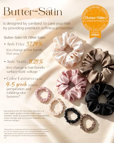 YANIBEST Satin Scrunchies, Prevent Breakage and Frizz, 8 Pack | Hair Ties No Damage For Women, Gentle on Hair, Sleep Workouts - color: Colorful
