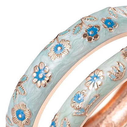 UJOY Cloisonne Chinese Panda Bracelets-Plated Gorgeous Handcrafted Gifts Enamel Bangles Set for Women 55C43 - color: 2 Pcs Set-C36-Light Blue