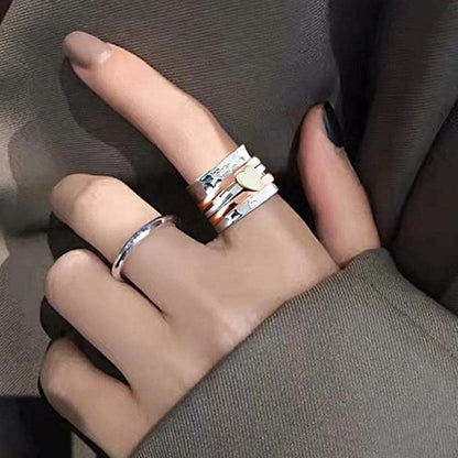 925 Sterling Silver Spinner Ring Meditation Ring Band Wide Hammered Worry Band - color: Heart Spinner Ring