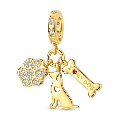 Gold Flower Family Charms for Bracelet Bead Charm for Women Jewelry Present - style: Gold Dog Bone Charms