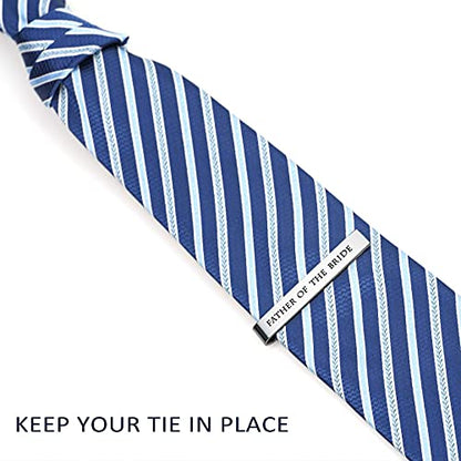 Father of the Bride and Groom Gifts - Wedding Tie Clips for Groomsmen From the Bride - Stainless Steel Tie Bars - color: Father of The Bride-White