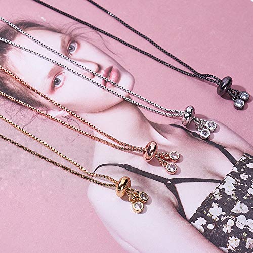 SUNNYCLUE 1 Box 8Pcs 4 Colors Brass Slider Chain 9" Adjustable Slider Chain Bracelet Round Box Chain Slider Extender Chains with Rhinestone Ball Ends for Women, Long-Lasting Plated & - color: 4 Colors Box Chain, Rhinestone Ends